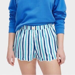 Women's Multi Stripe Poplin Boxer Shorts Blue- Roller Rabbit x Target XS nwt